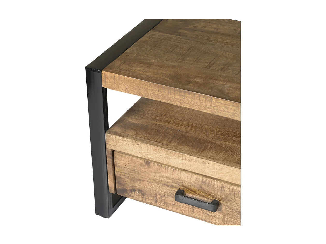 DACCA-Meuble TV 120 cm en bois massif et métal