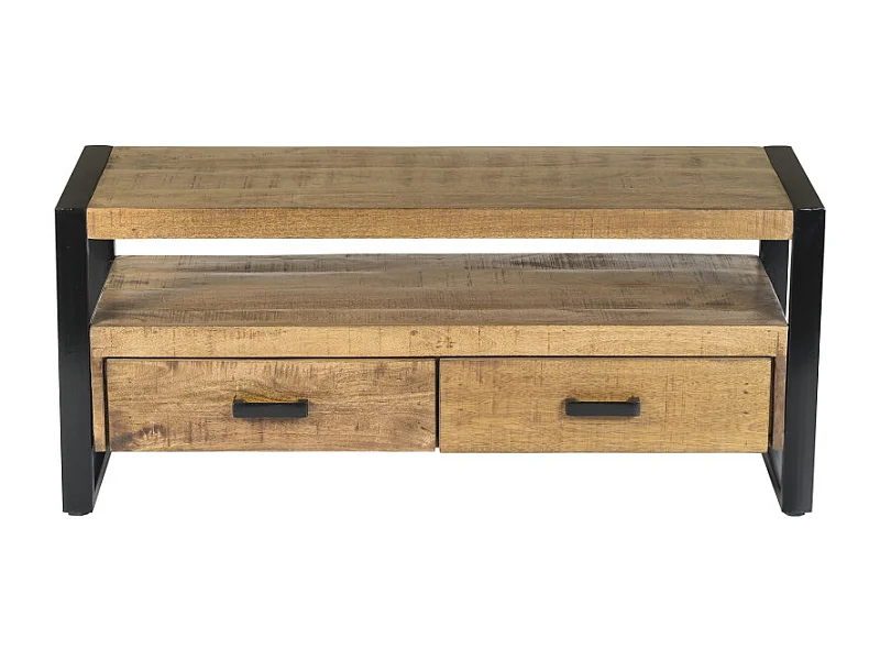 DACCA-Meuble TV 120 cm en bois massif et métal