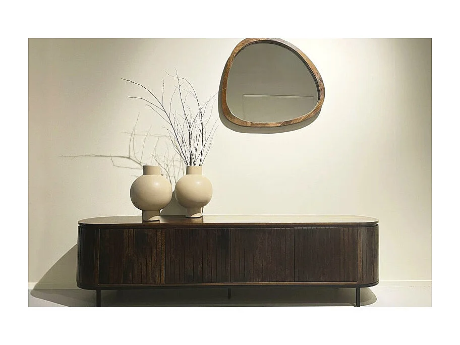 MENTON-Mobile porta TV da 170 cm in legno massello marrone