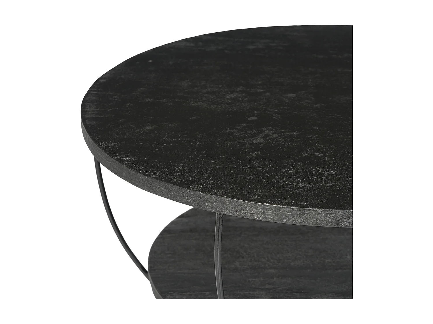 LUZ-Table basse D85 cm en bois massif noir