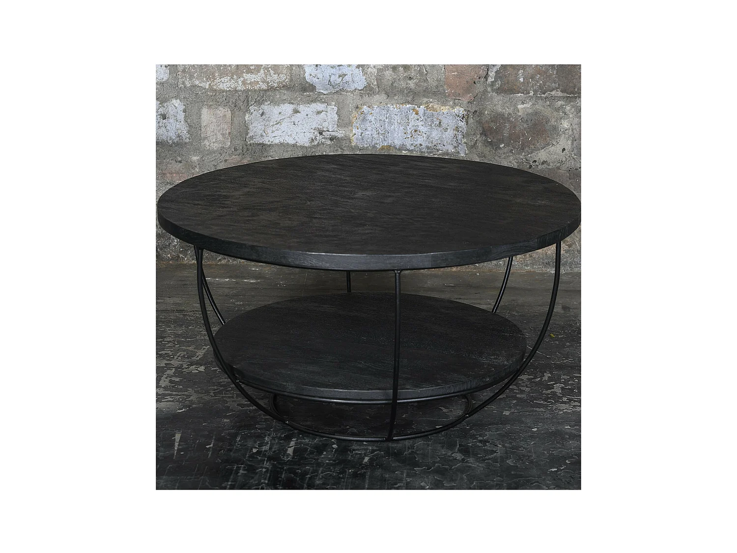 LUZ-Table basse D85 cm en bois massif noir