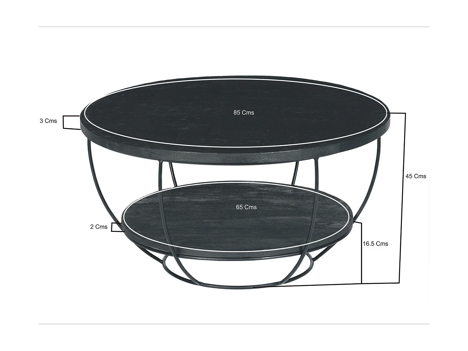 LUZ-Mesa de centro D85 cm en madera maciza negra