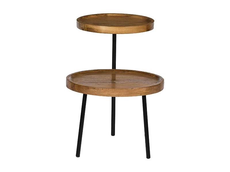 RUBY-Mesa auxiliar diam.45 cm en madera de mango y metal negro