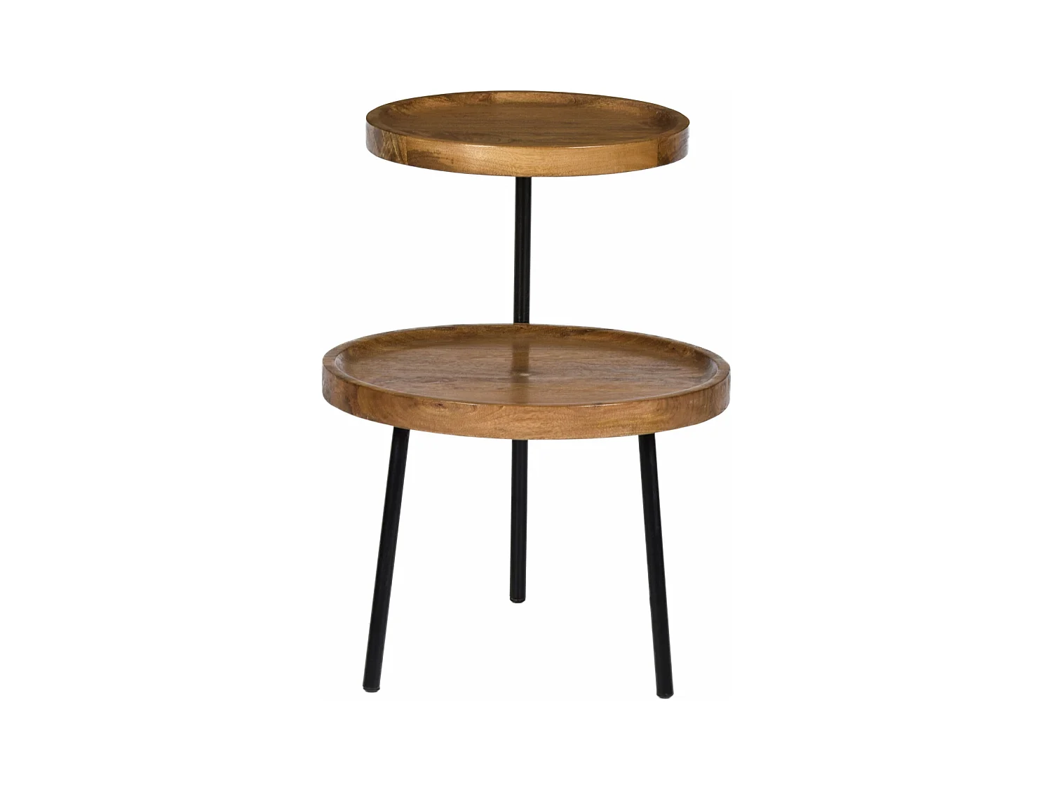 RUBY-Bout de canapé diam.45 cm en Manguier et métal noir