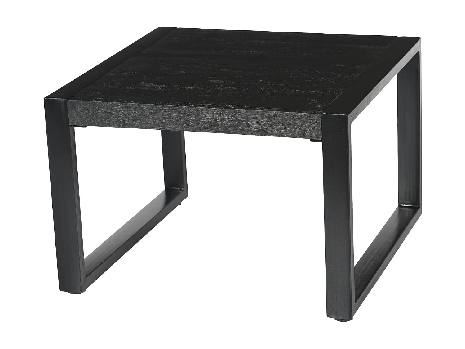 LUZ-Mesa de centro cuadrada de madera maciza negra