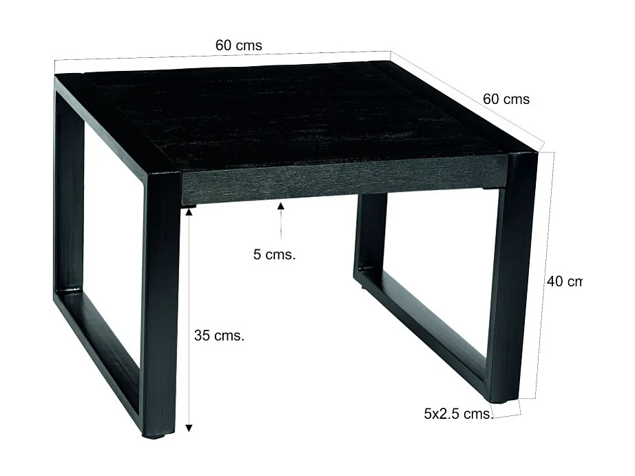 LUZ-Table basse carrée bois massif noir