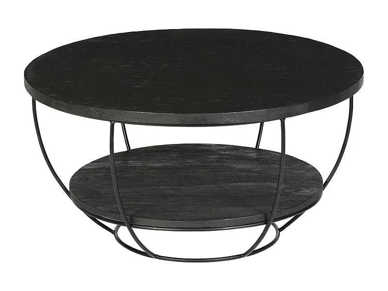 LUZ-Mesa de centro D65 cm en madera maciza negra