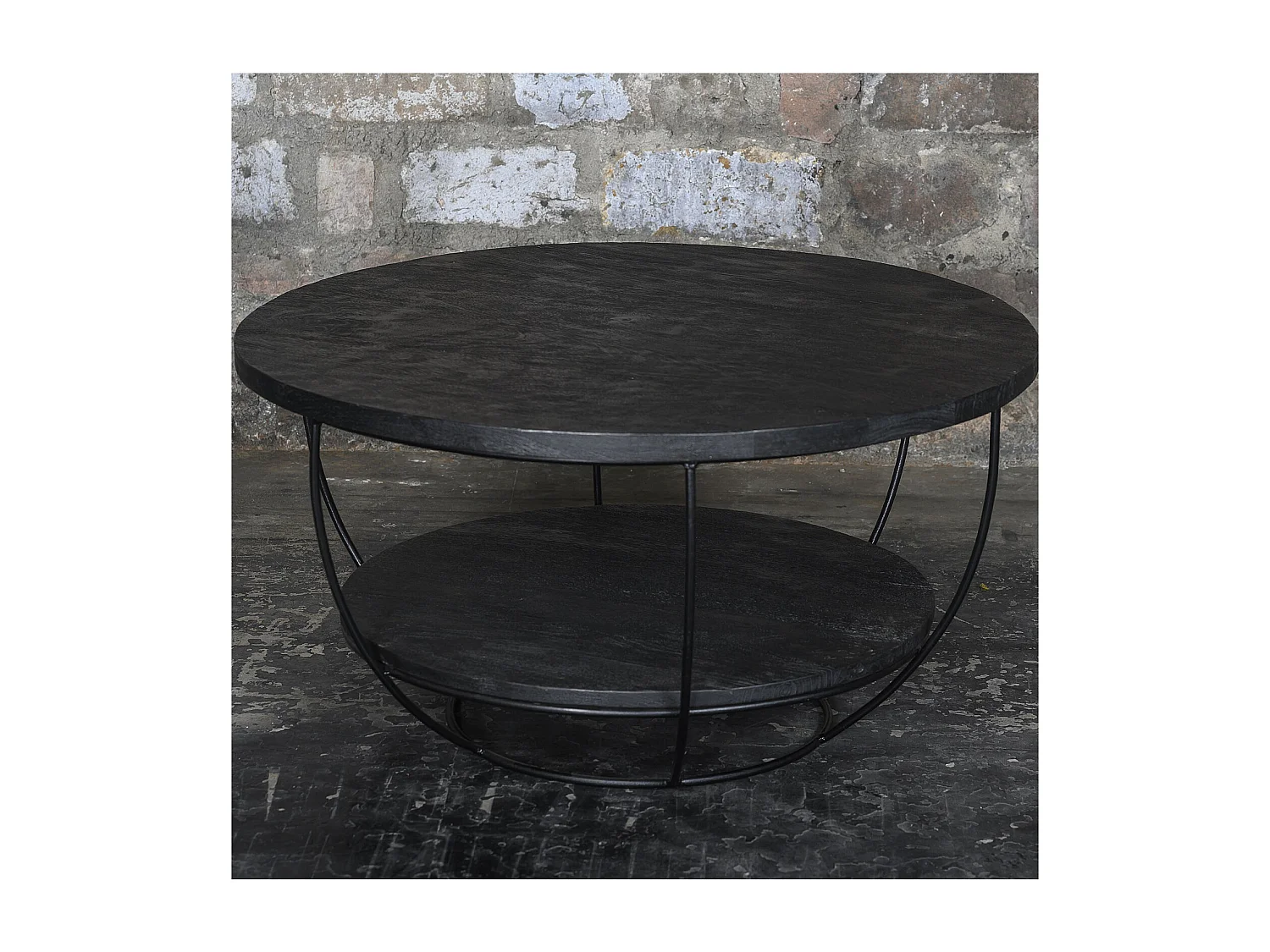LUZ-Table basse D65 cm en bois massif noir