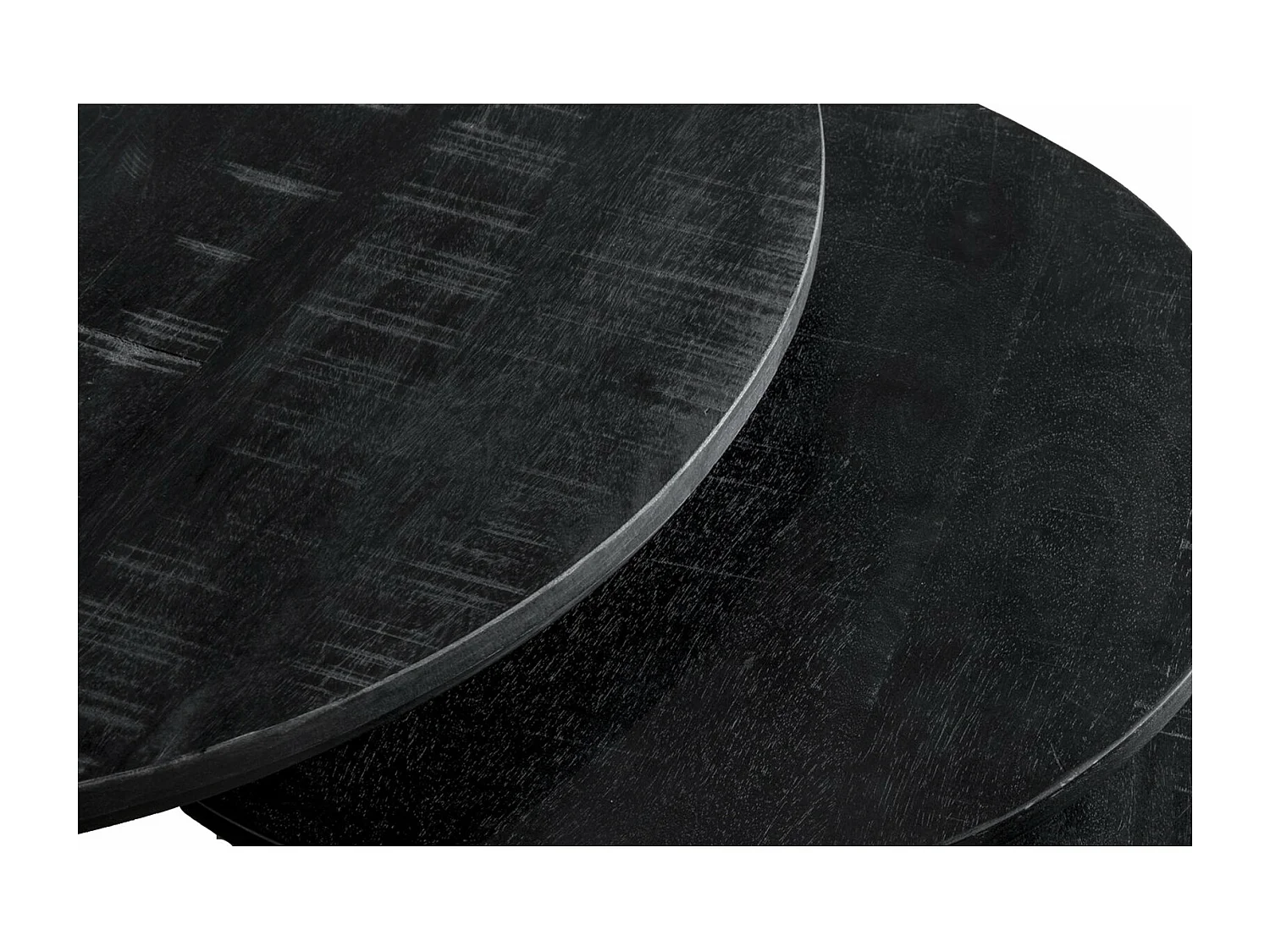 LUZ-Juego de 3 mesas de centro de madera maciza negra