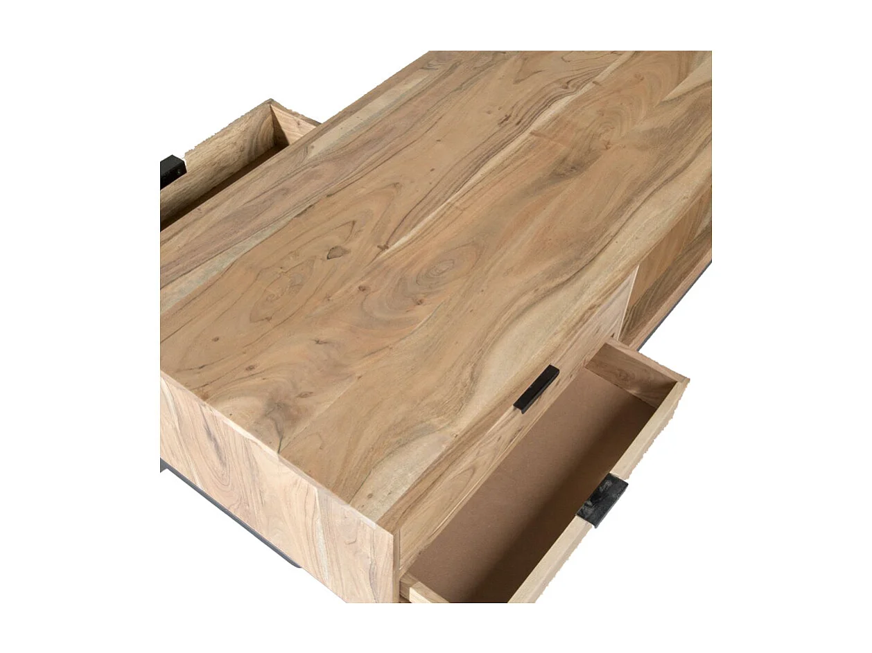 URBAN-Table basse 2 tiroirs en bois massif