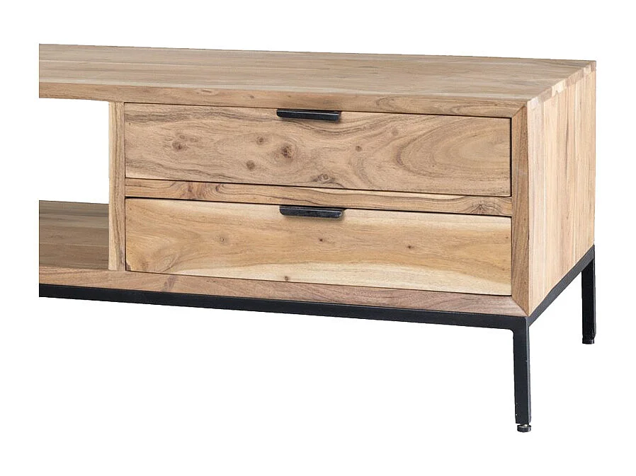 URBAN-Table basse 2 tiroirs en bois massif