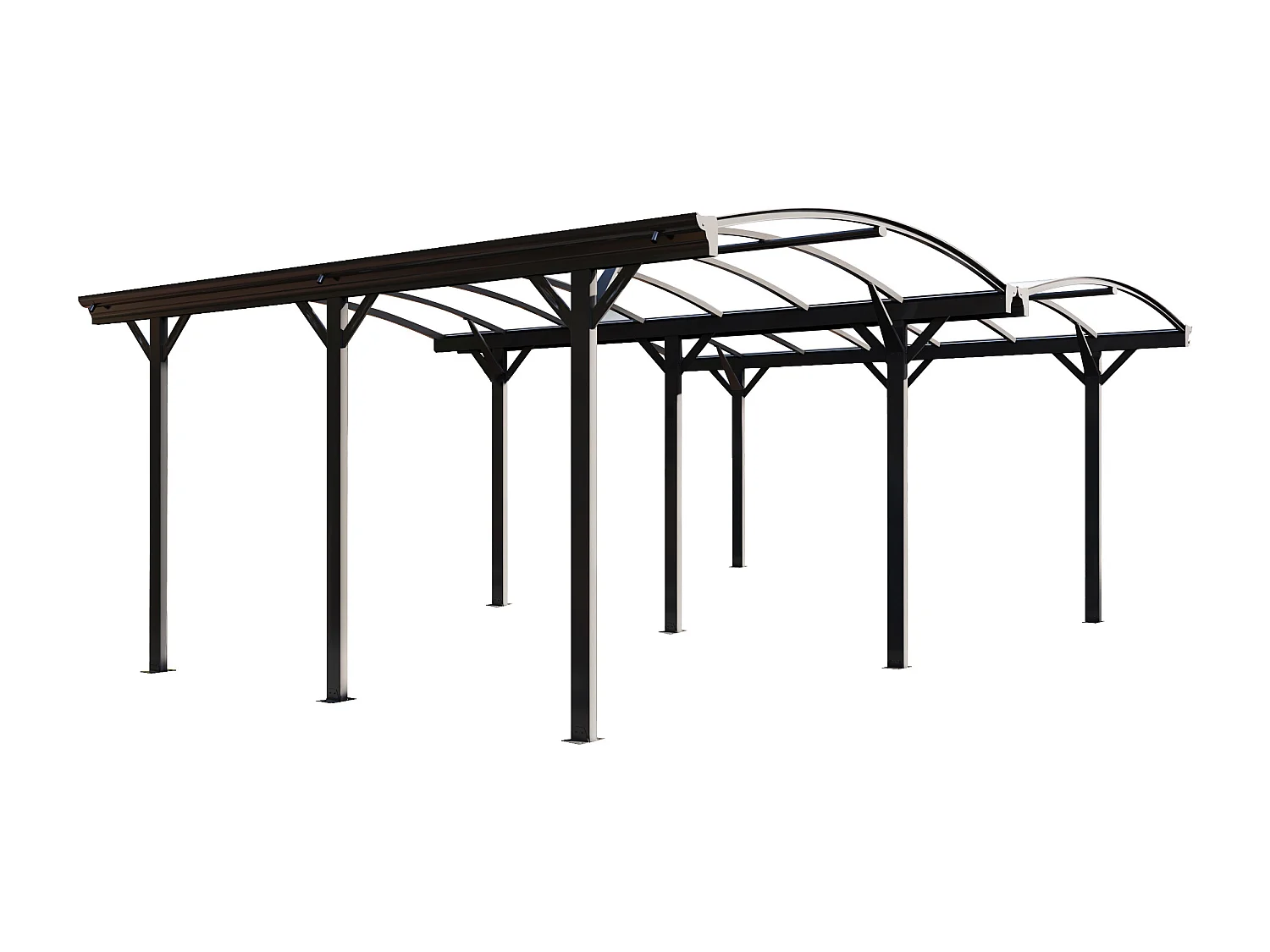 Carport pergola double autoportant en aluminium - 2 voitures - 30 m² - Gris anthracite - BARESA