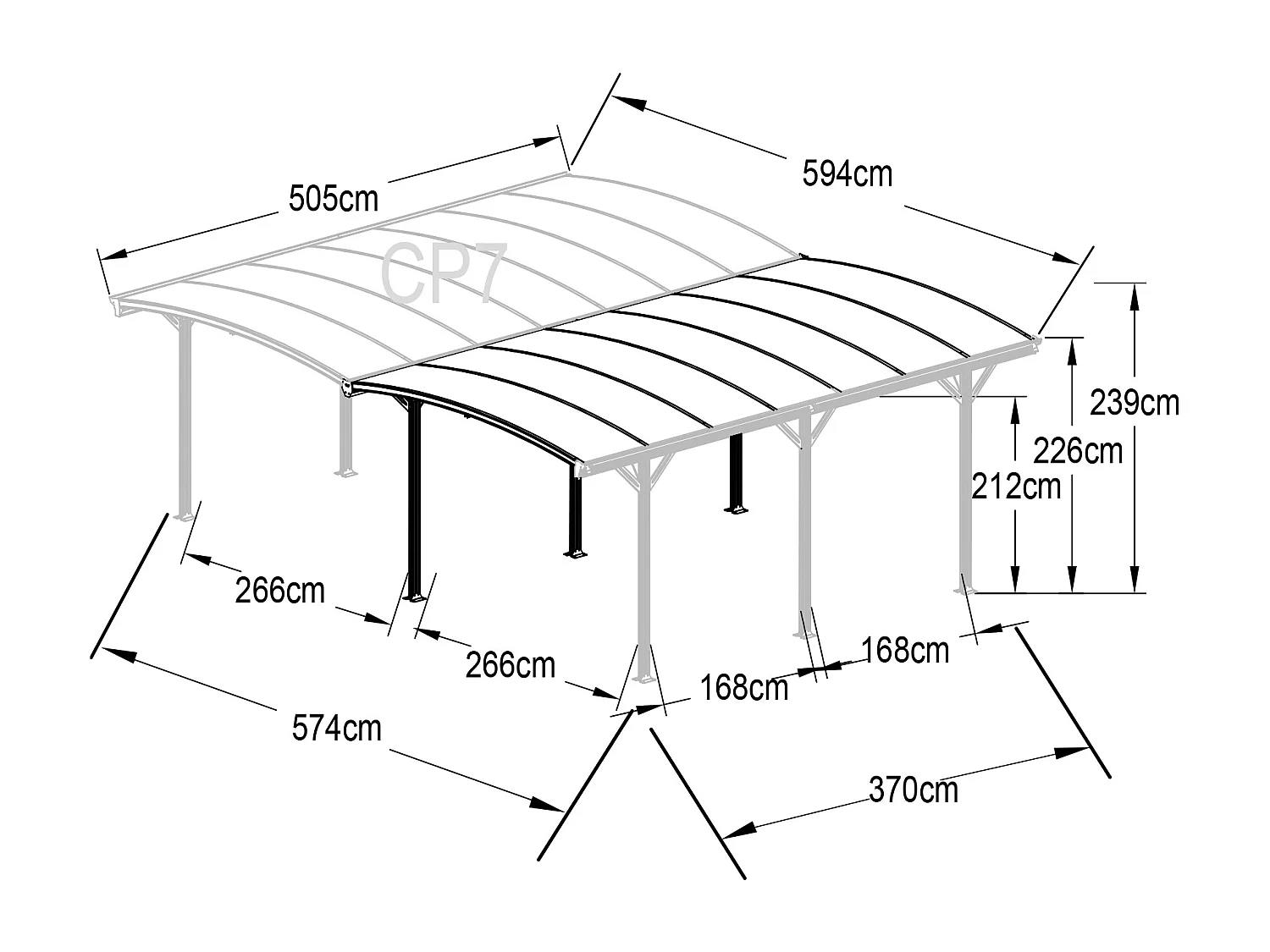 Carport pergola double autoportant en aluminium - 2 voitures - 30 m² - Gris anthracite - BARESA