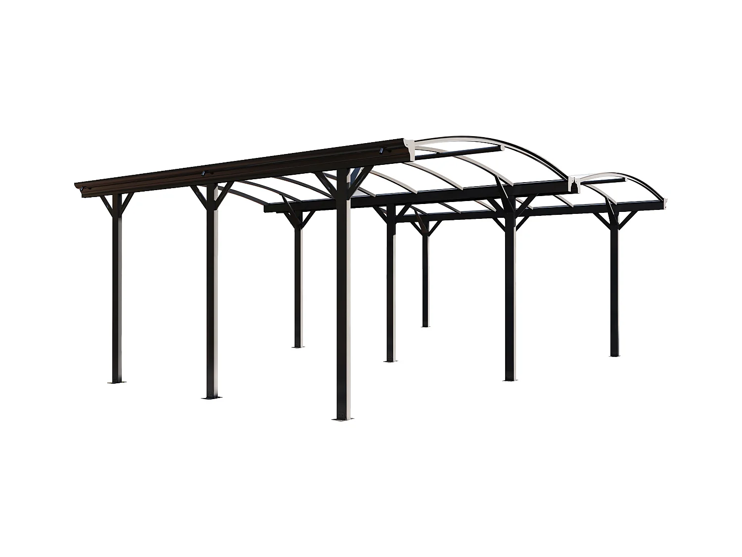 Tettoia pergola doppia autoportante in alluminio per 2 auto 30 m² Antracite - BARESA