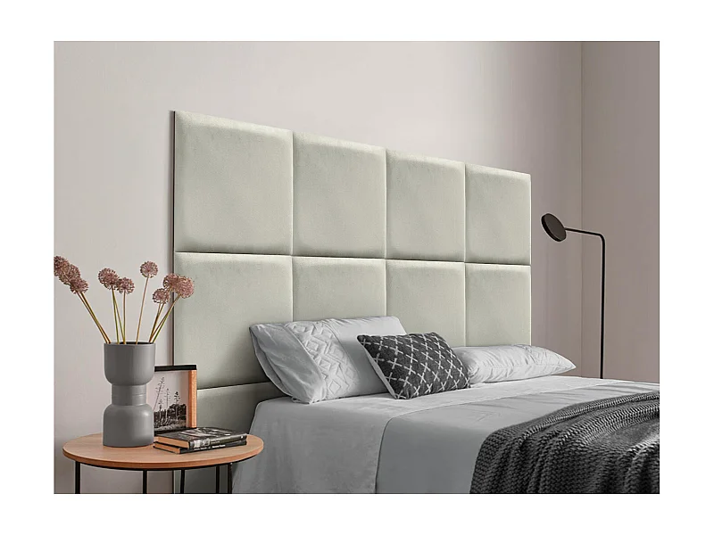 DHOME Tête delit Tapissée en velours de qualité supérieure composée de panneaux autocollants interchangeables pour chambre  (beige, 200 cm)