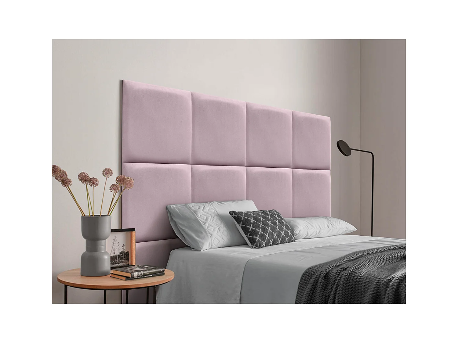 DHOME Tête delit Tapissée en velours de qualité supérieure composée de panneaux autocollants interchangeables pour chambre  (saumon, 150 cm)