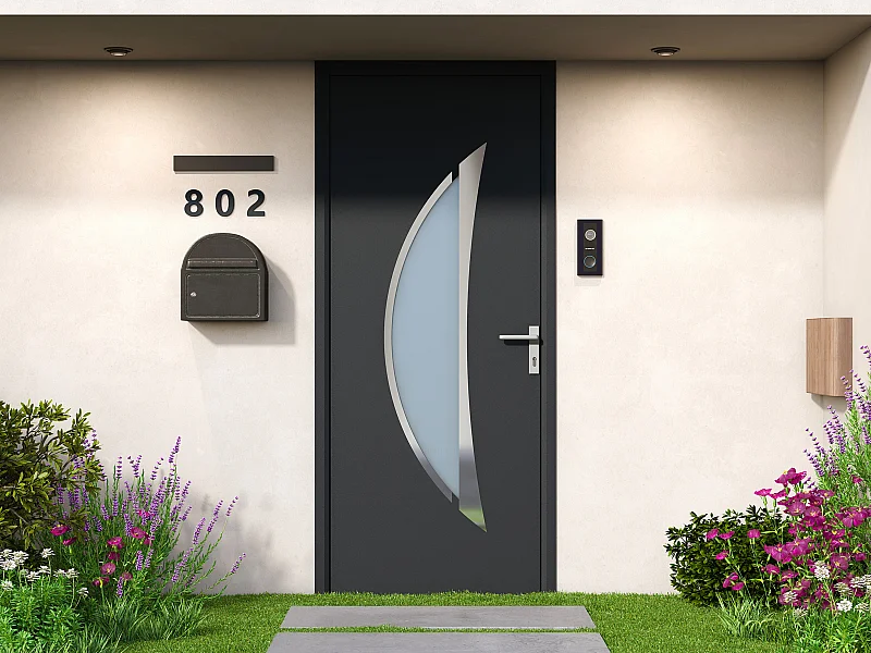 Porte d'entrée en aluminium H218 x L96 cm anthracite - poussant gauche - DATELO