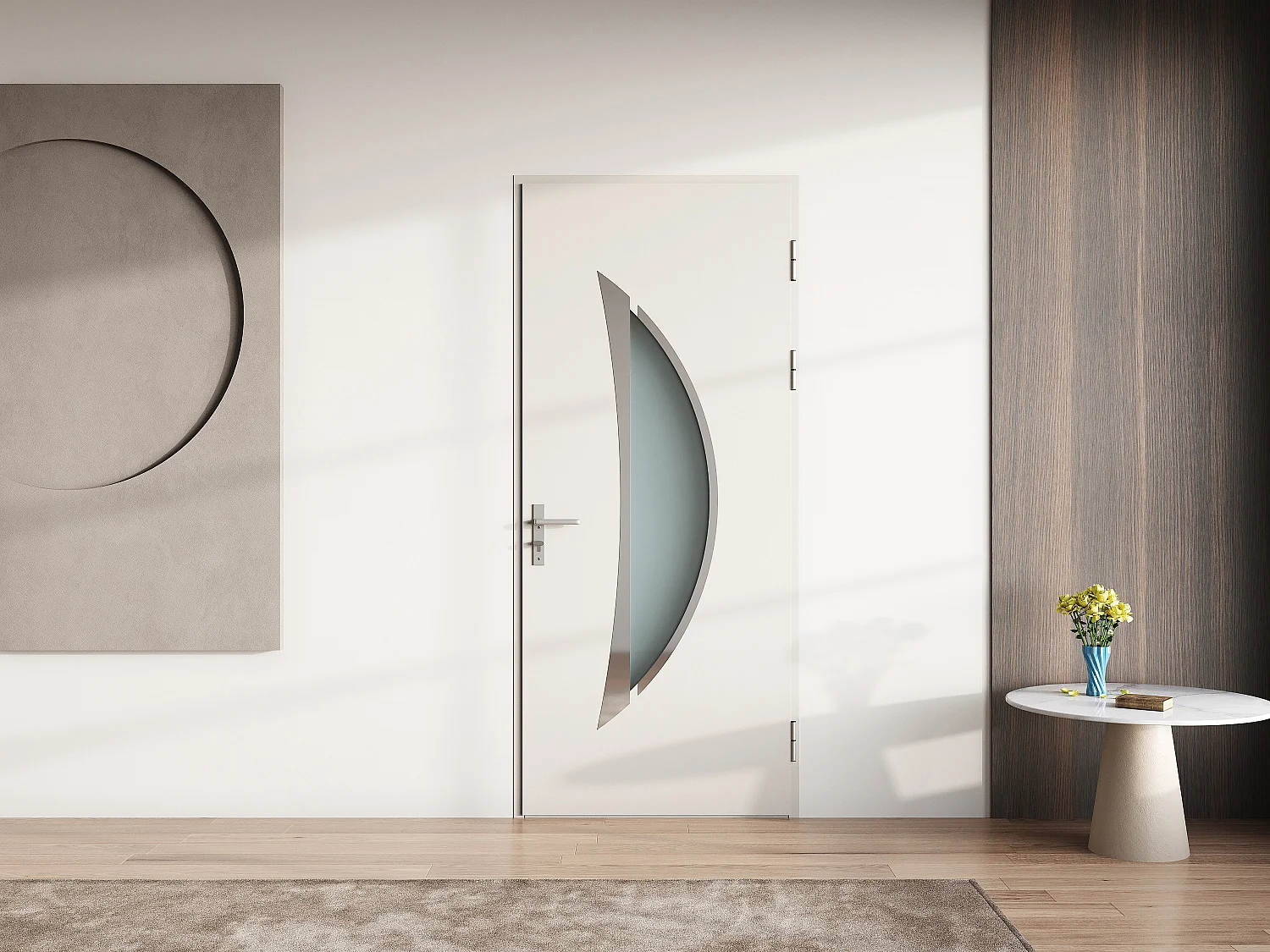 Voordeur van aluminium H218 x L96 cm, antraciet - Duwt links open - DATELO