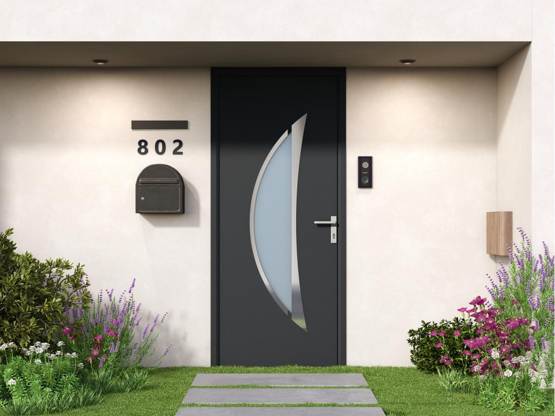 vente unique Porte d'entrée en aluminium H218 x L96 cm anthracite - poussant gauche - DATELO