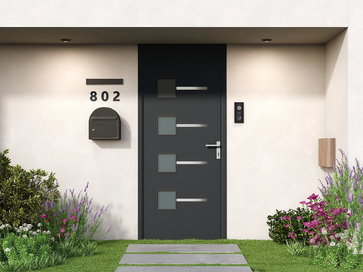 Porte d'entrée en aluminium H218 x L96 cm anthracite - poussant gauche - AMARES