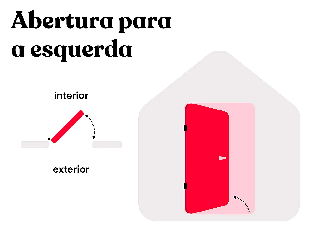 Porta de entrada em alumínio A218 x C96 cm antracite, abertura esquerda - AMARES