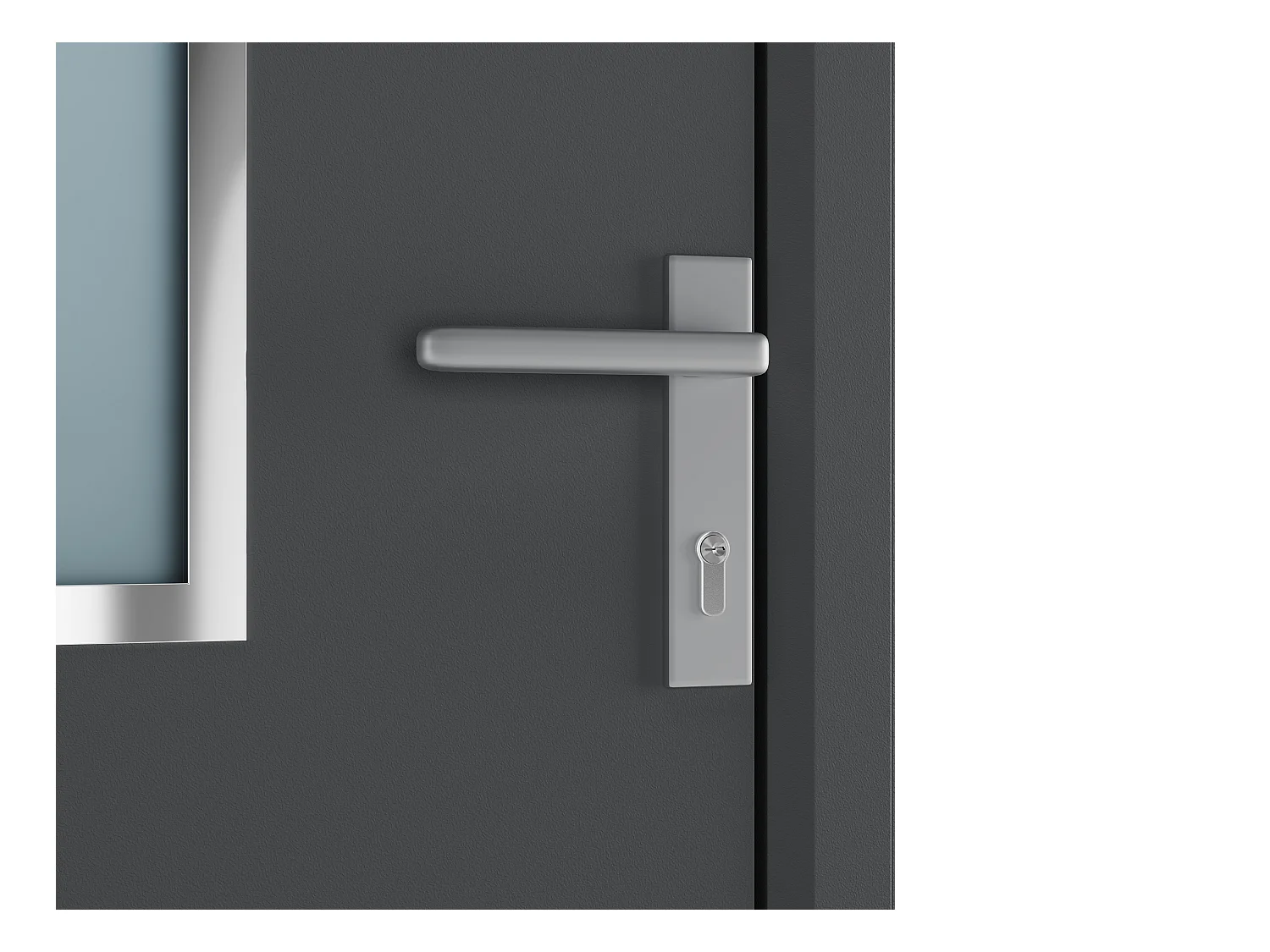 Porte d'entrée en aluminium H218 x L96 cm anthracite - poussant gauche - ROSILVA