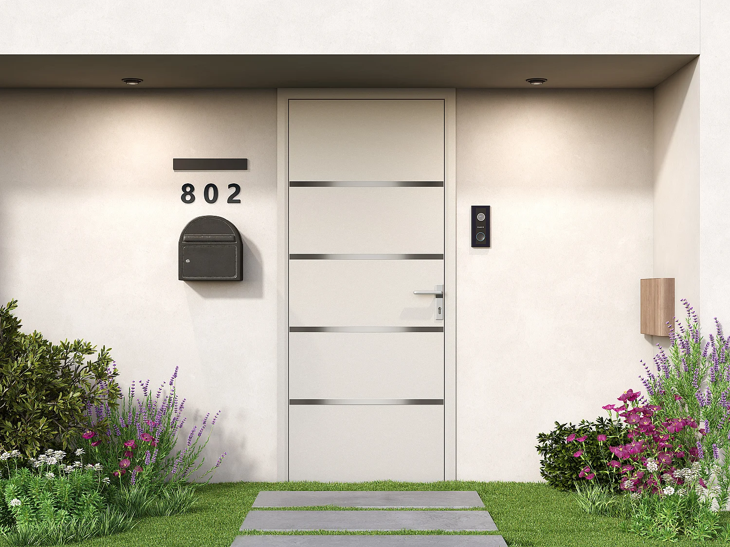 Puerta de entrada de aluminio Alt. 218 x L96 cm blanco - izquierda abierta - ISALINA