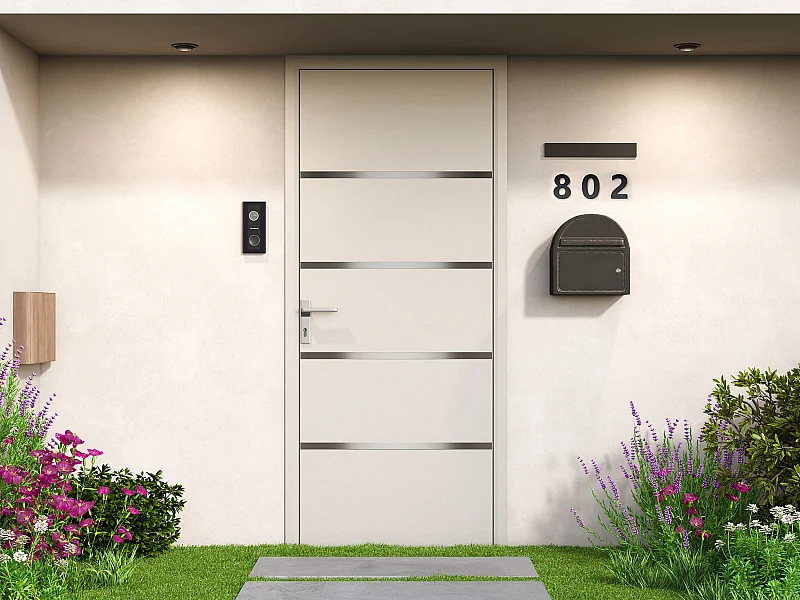 Puerta de entrada de aluminio Alt. 218 x L96 cm blanco - apertura derecha - ISALINA