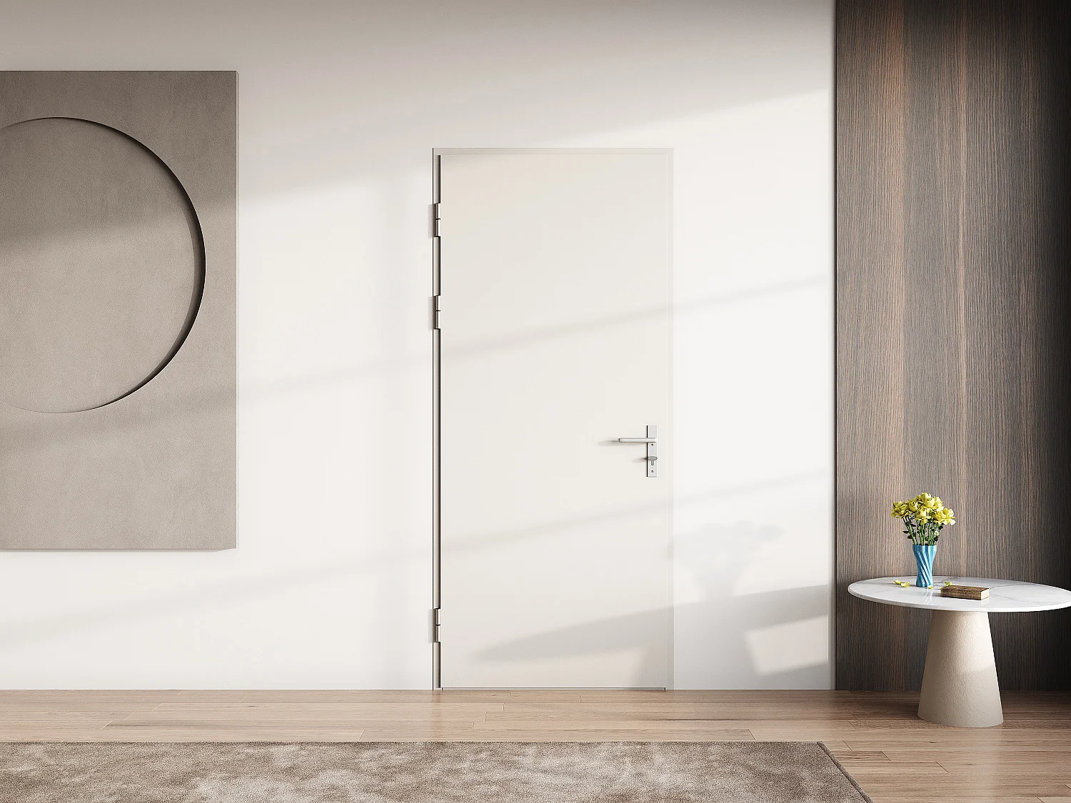 Porte d'entrée en aluminium H218 x L96 cm blanc - poussant droit - ISALINA