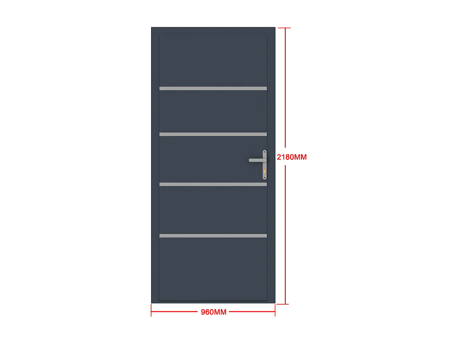 Porte d'entrée en aluminium H218 x L96 cm anthracite - poussant gauche - ISALINA