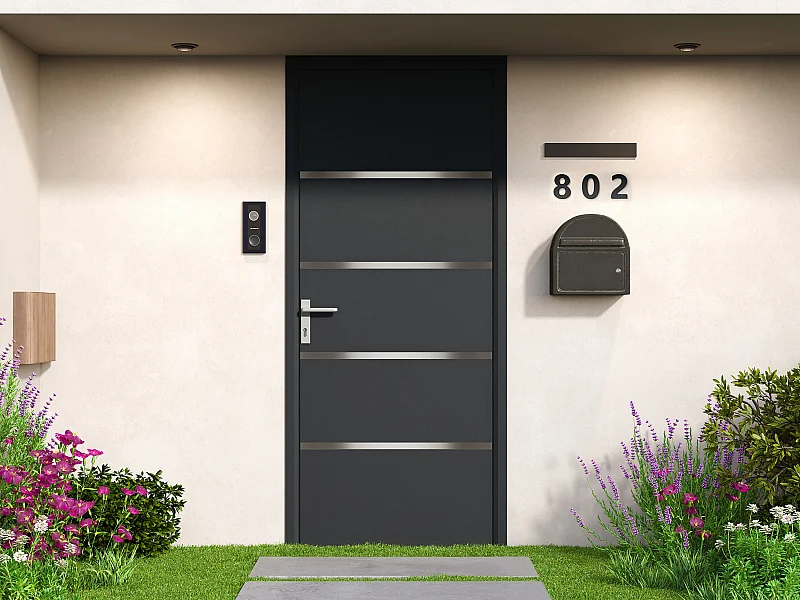 Porte d'entrée en aluminium H218 x L96 cm anthracite - poussant droit - ISALINA