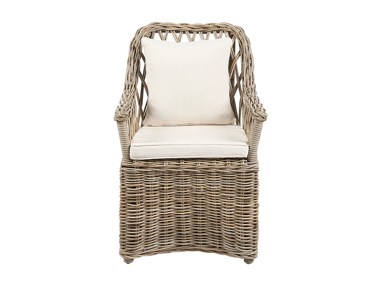 Gartensessel Rattan natürlich Auflagen hellbeige MAROS II