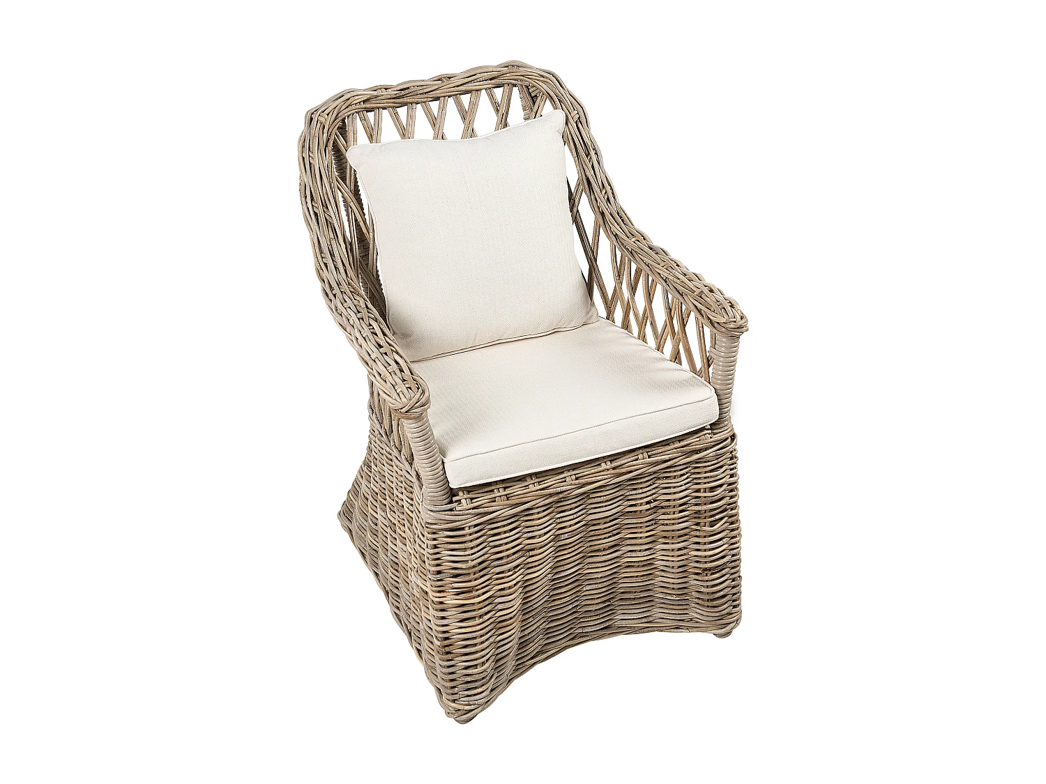 Gartensessel Rattan natürlich Auflagen hellbeige MAROS II