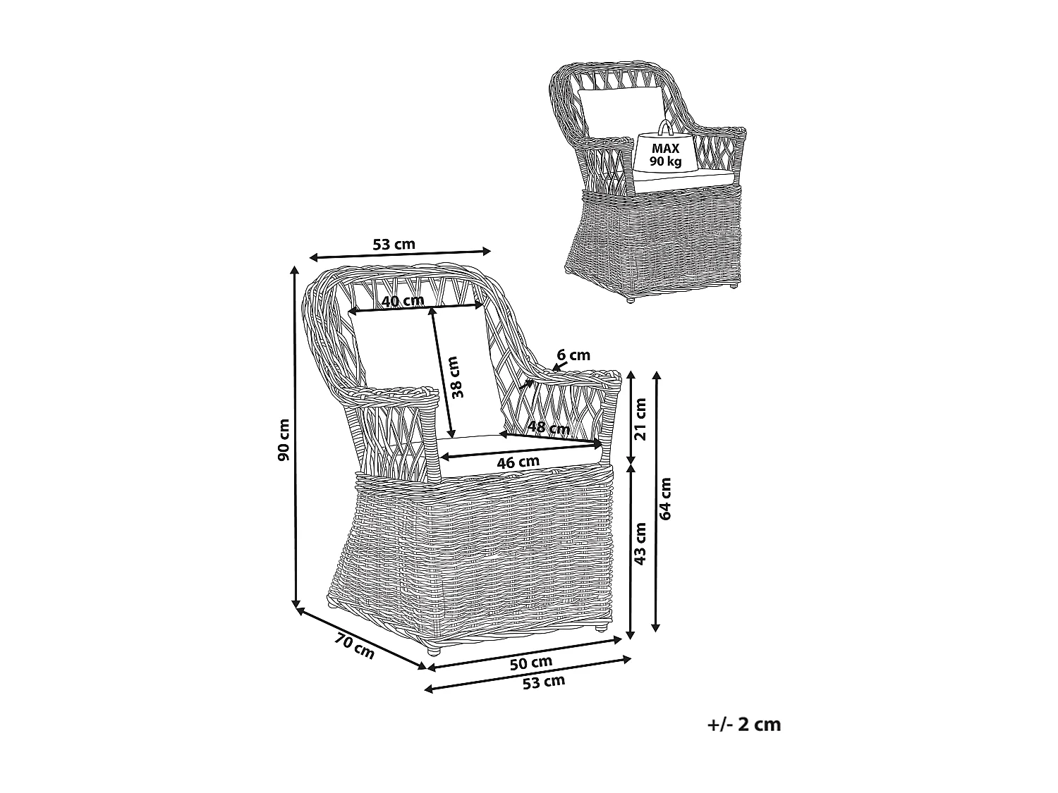 Chaise de jardin en rotin naturel MAROS II