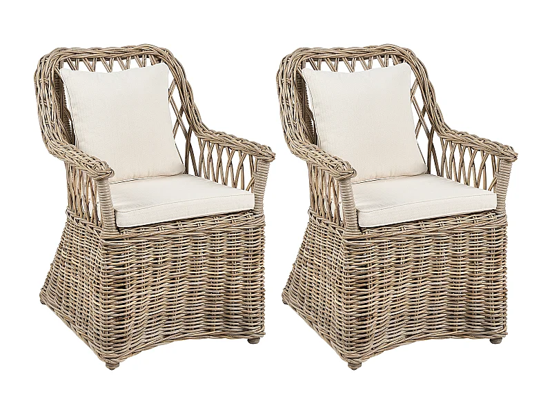 Conjunto de 2 poltronas de jardim em rattan natural MAROS II