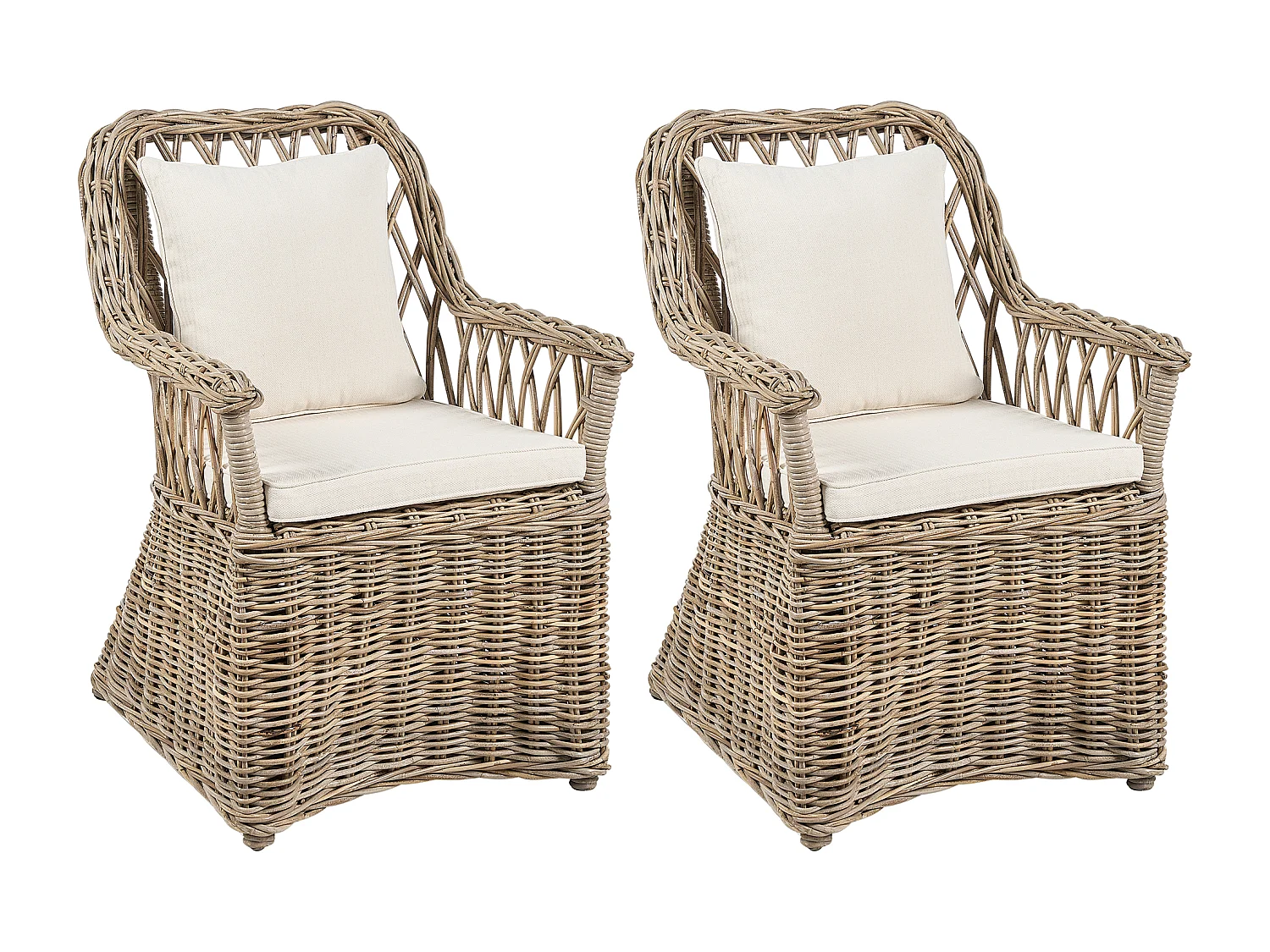 Lot de 2 chaises de jardin en rotin naturel MAROS II