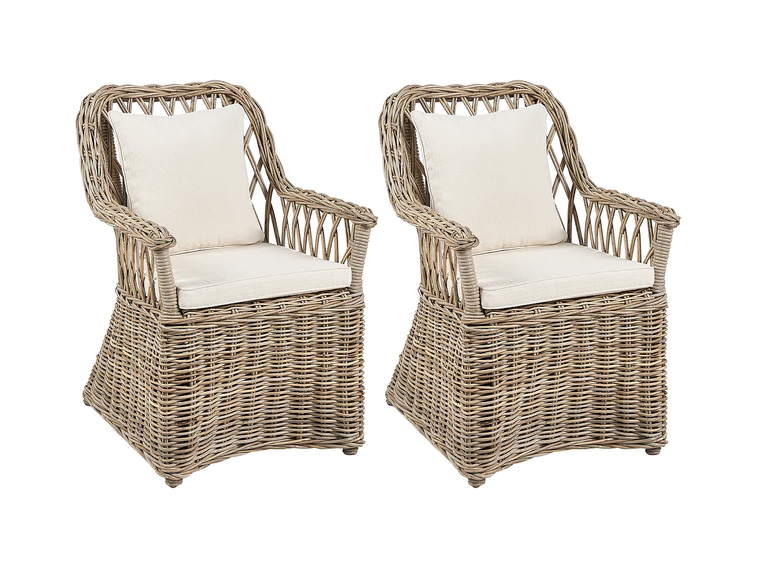Lot de 2 chaises de jardin en rotin naturel MAROS II