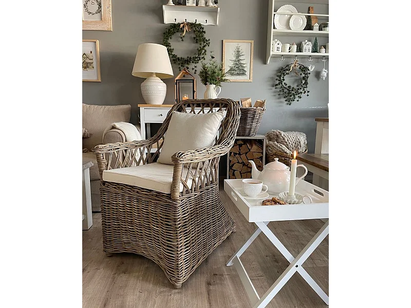 Lot de 2 chaises de jardin en rotin naturel MAROS II