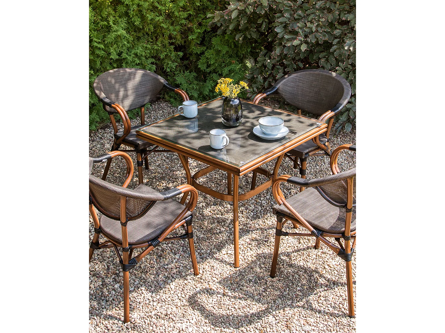 Lot de 4 chaises de jardin CASPRI II Métal Gris