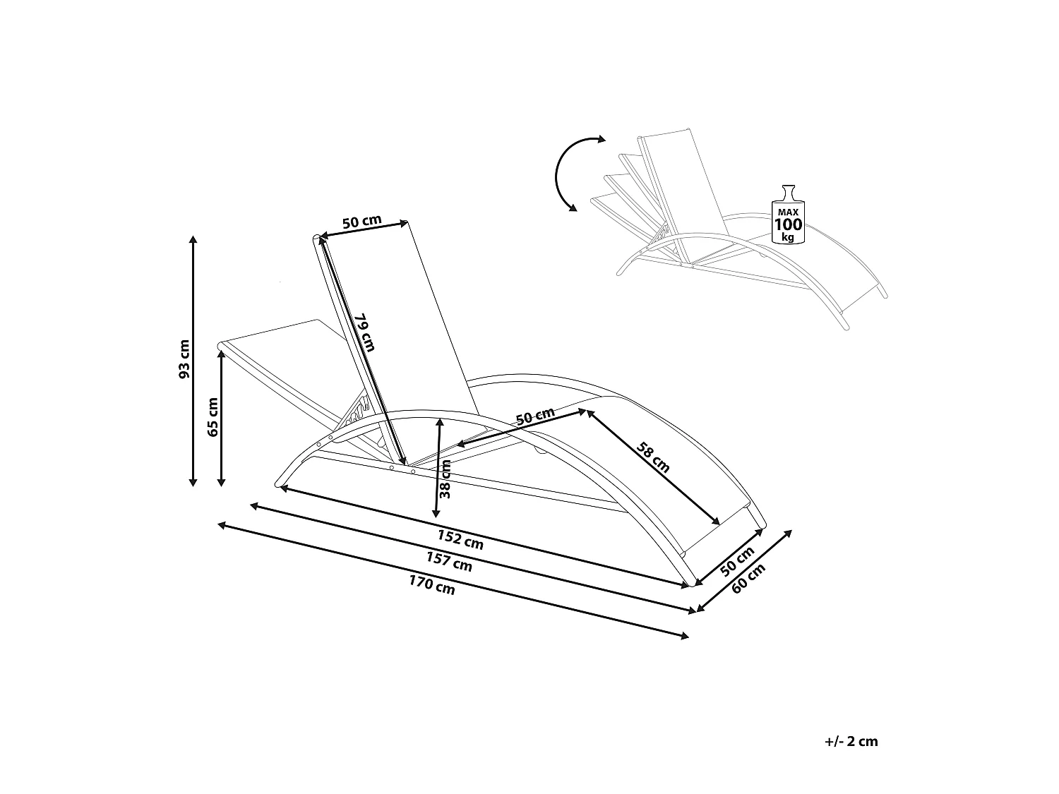 Ligstoel GAETA Metaal Beige