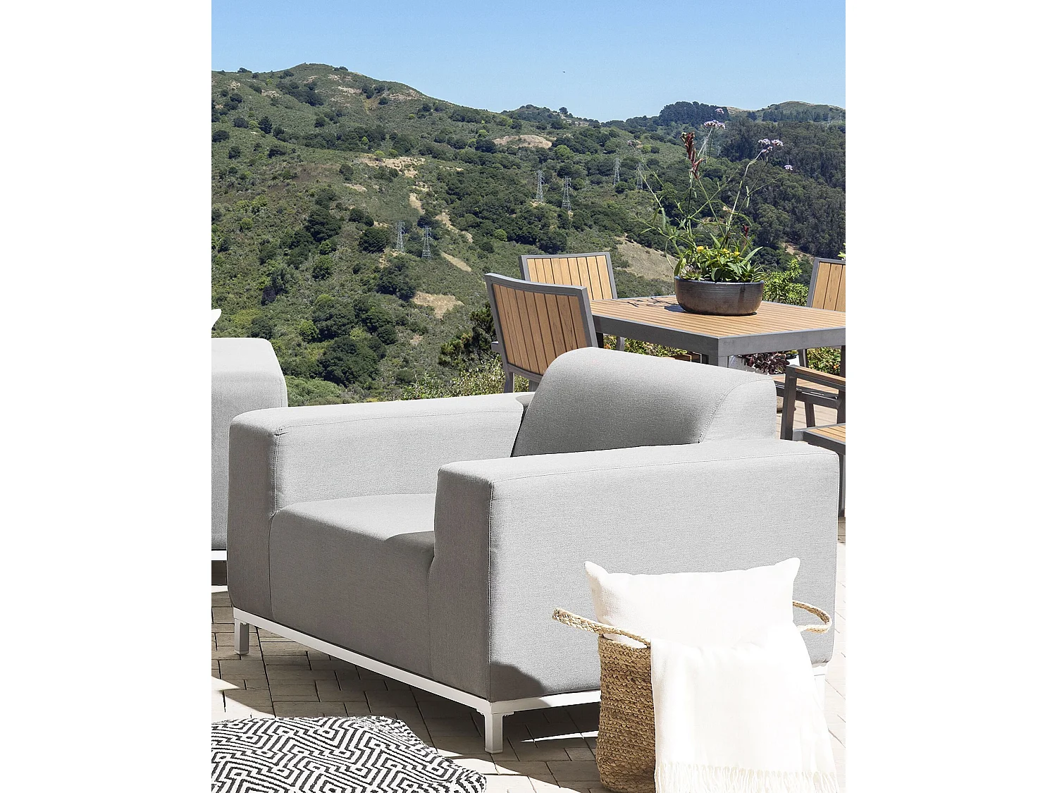 Ensemble de 2 fauteuils de jardin ROVIGO Tissu Gris clair