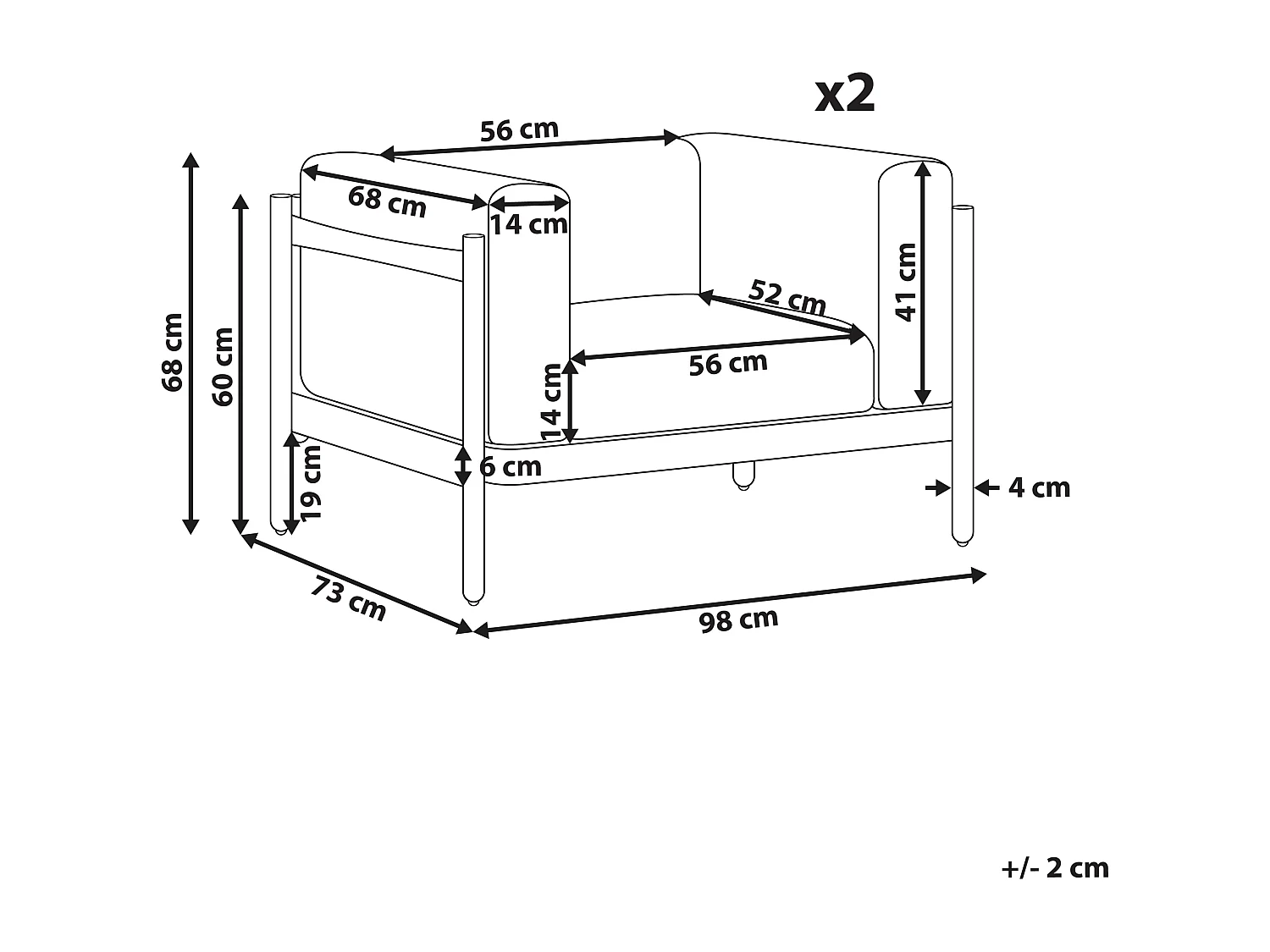 Ensemble de 2 fauteuils de jardin FERRETTI Beige clair