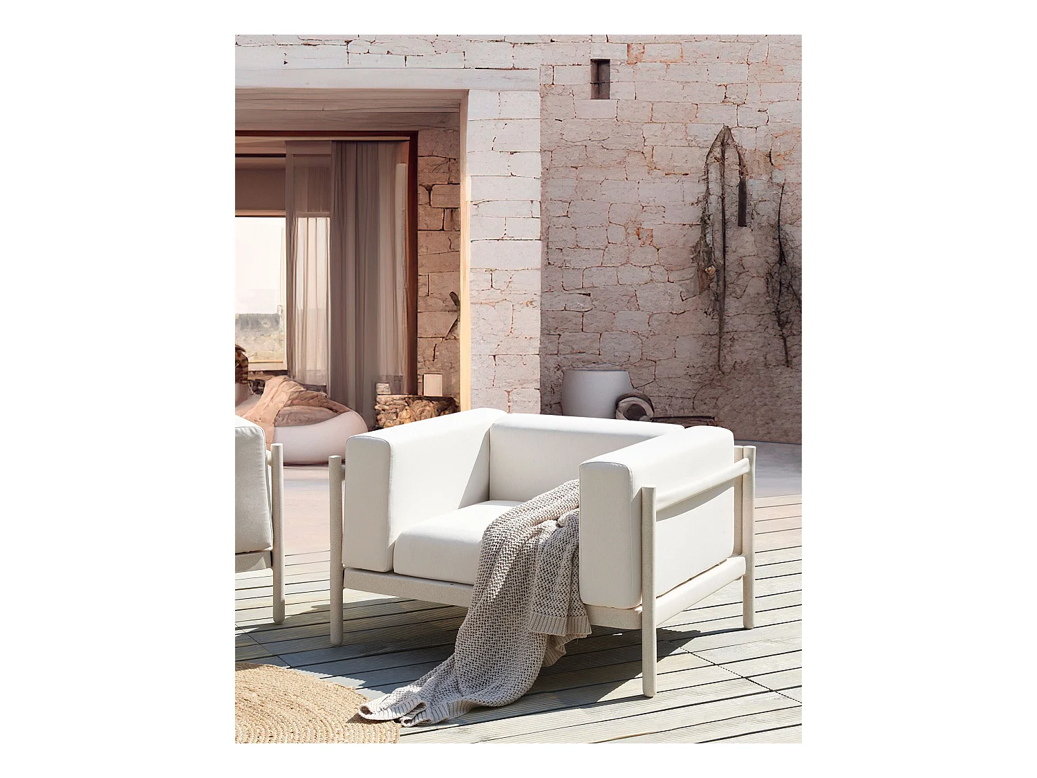 Set van 2 tuinfauteuils FERRETTI Lichtbeige