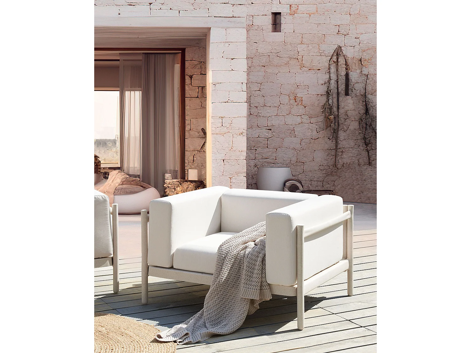 Set van 2 tuinfauteuils FERRETTI Lichtbeige