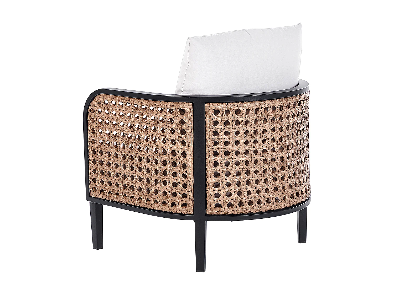 Gartensessel Aluminium schwarz Auflagen weiß mit Wiener Geflecht Montefalco