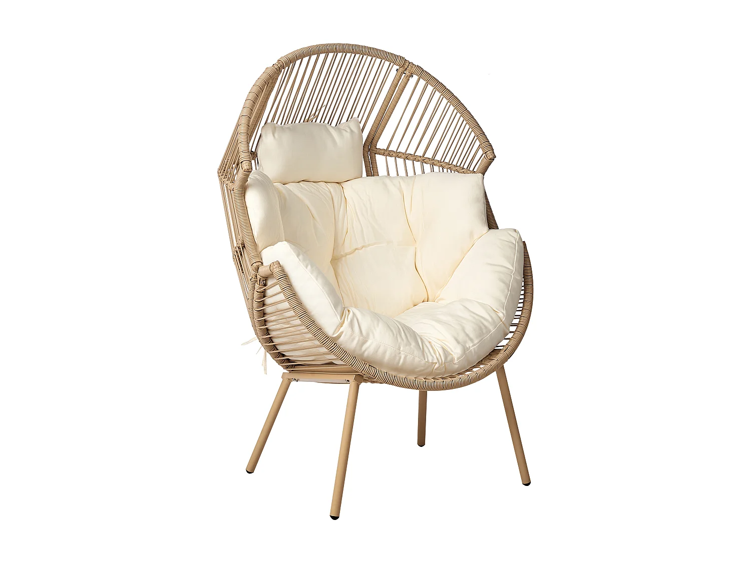 Chaise de jardin avec un pouf en polyrotin MURANO