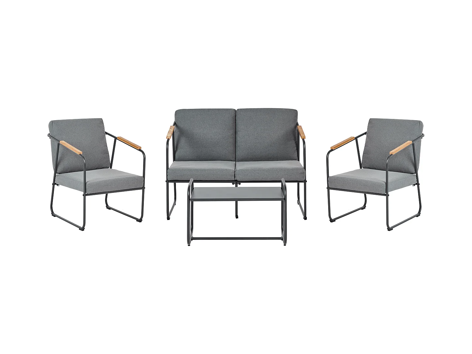 Ensemble de salon de jardin avec table 4 places VEZZANA Métal Gris