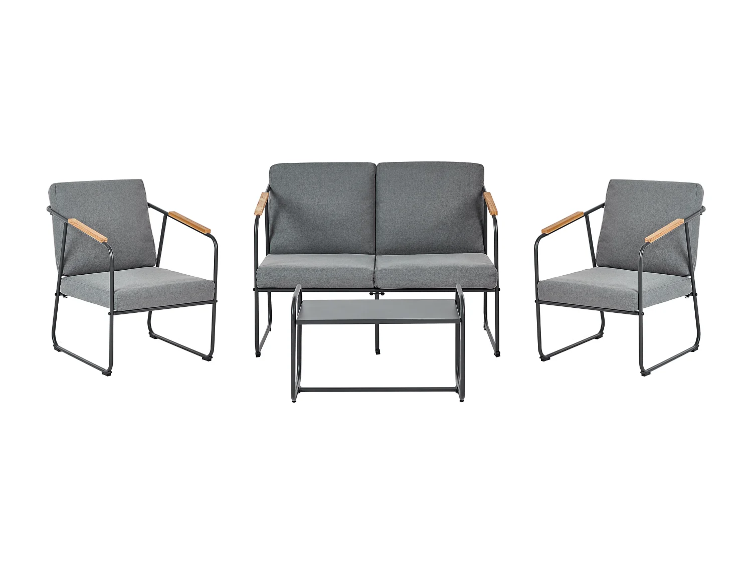 Ensemble de salon de jardin avec table 4 places VEZZANA Métal Gris