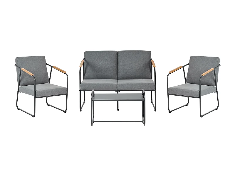 Lounge Set mit Tisch 4-Sitzer VEZZANA Metall Grau
