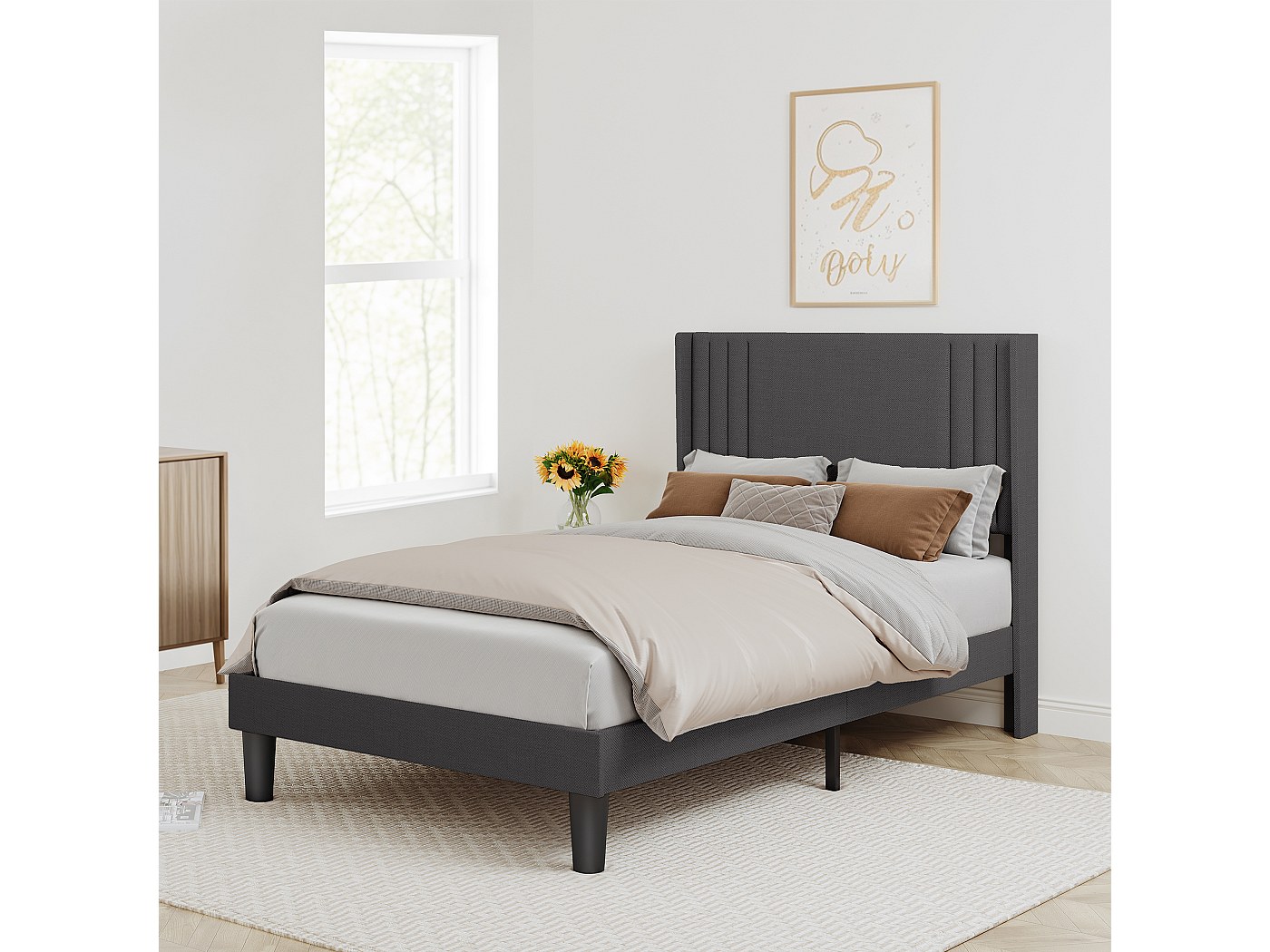 Bealife Plattformbett 120x200cm - Metallrahmenbett In Retro-Design